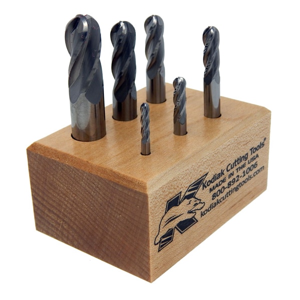 Kodiak Cutting Tools 4 Flute Regular Length Ball Nose Carbide End Mill Set, 6pc 1/8-1/2 56310040 - main